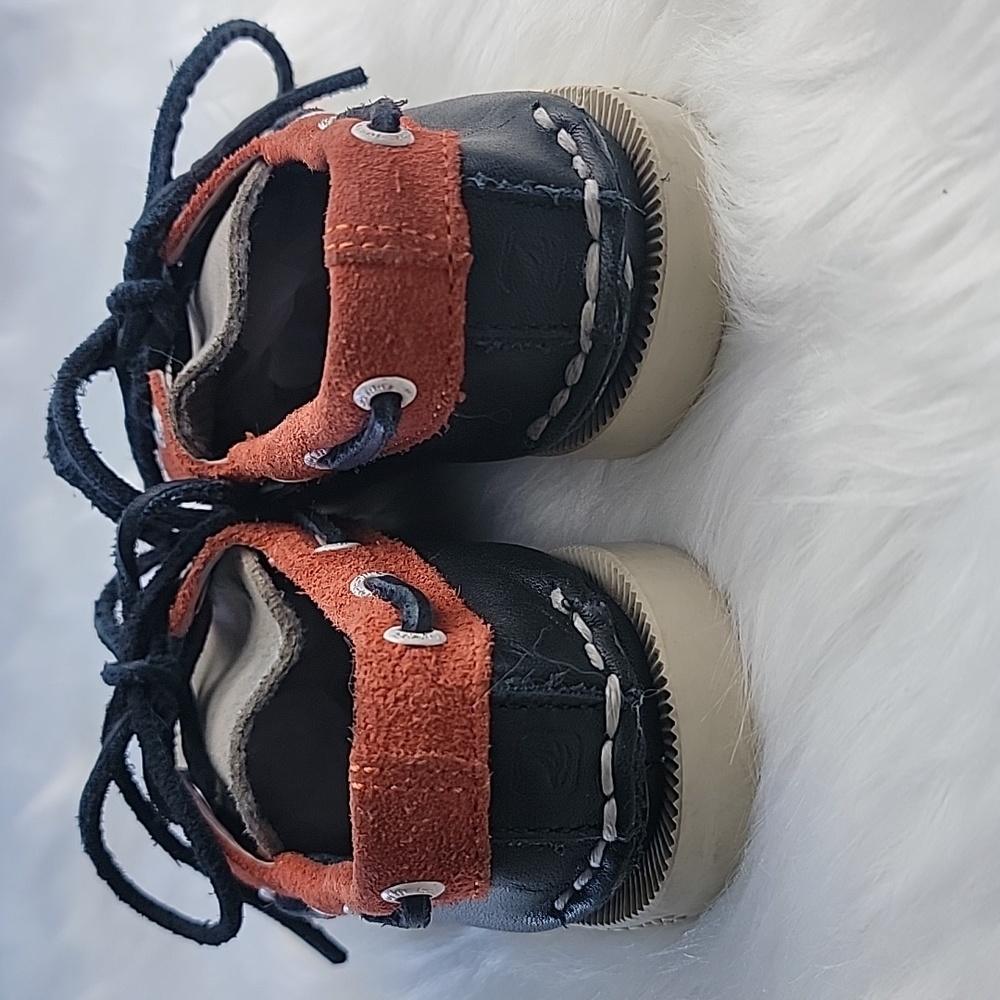 SPERRY Blue Orange Color Block‎ Leather Suede Preppy Summer Lace Up Boat Shoes 9 - Picture 4 of 10